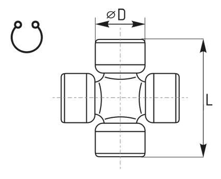 Kardanový kríž - zaistený zvonku - typ 2